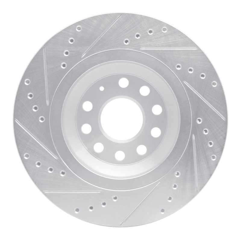 Audi Q3 Brake Rotor (1) - Rear Right - R1 Concepts - Drilled & Slotted - Silver - `06-`25